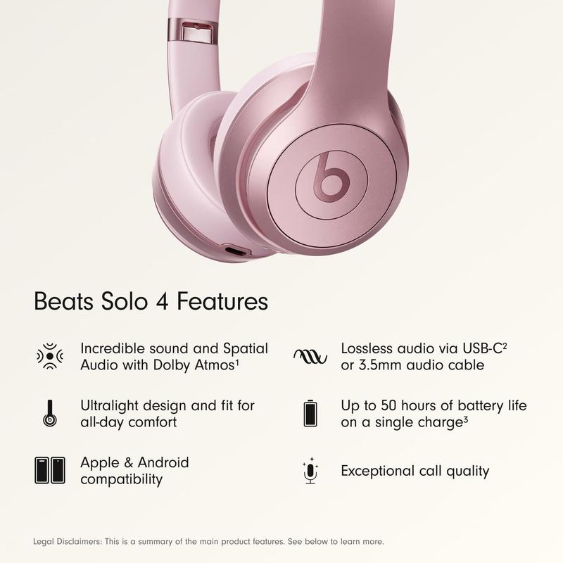 Fones de ouvido Beats Solo 4 Wireless com adaptador de 20W Rosa